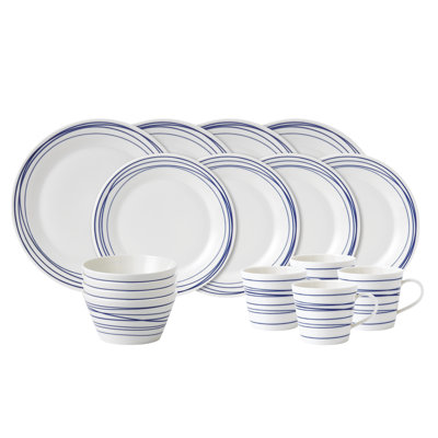 1815 Pacific Dinnerware Set Blue Lines, 16 Piece Set