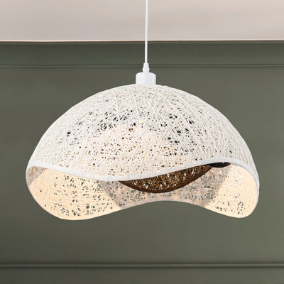 Luminaire suspendu en corde de papier 1 lumière noir et blanc