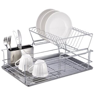 Dish Drying Rack, Majalis Stainless Steel Rustproof Dish Rack, with  Drainboard and Wine Glass Rack, Dish Drainers for Kitchen Counter(2 Tier,  Black) 