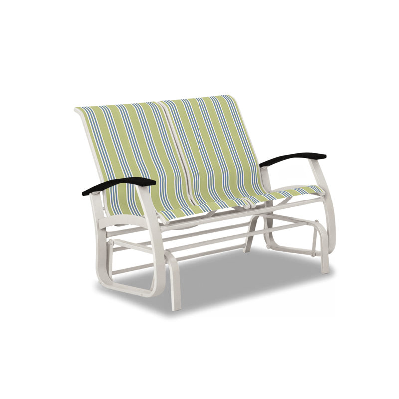 Belle Isle Outdoor Glider, Black P70, Textured Snow, Red 1D Sunbrella®