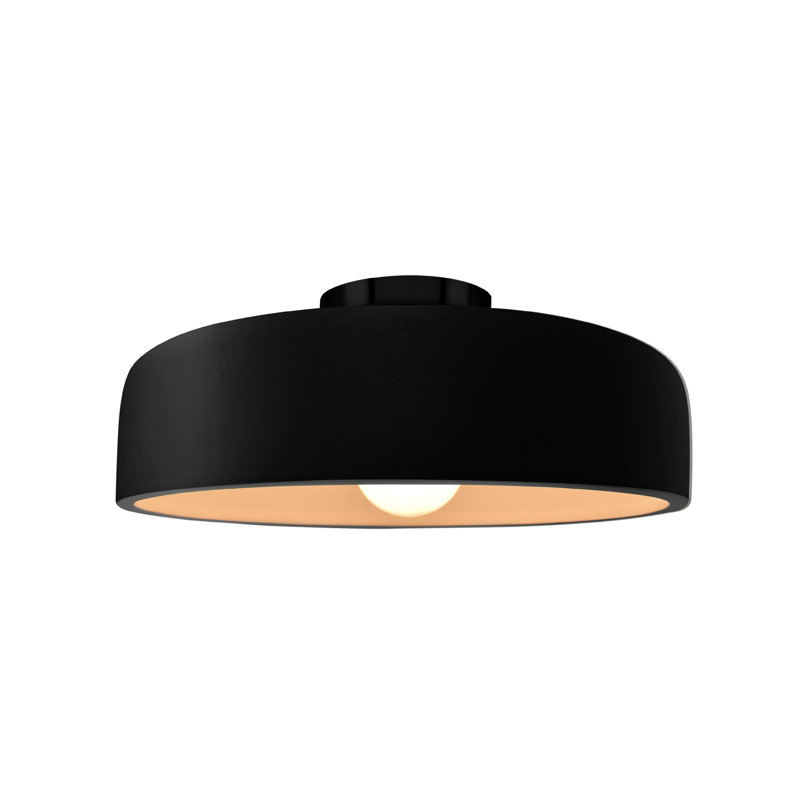 Plafonnier semi-encastré Radiance, Noir mat carbone, Noir mat, H 6 po x l 13 po x P 13 po