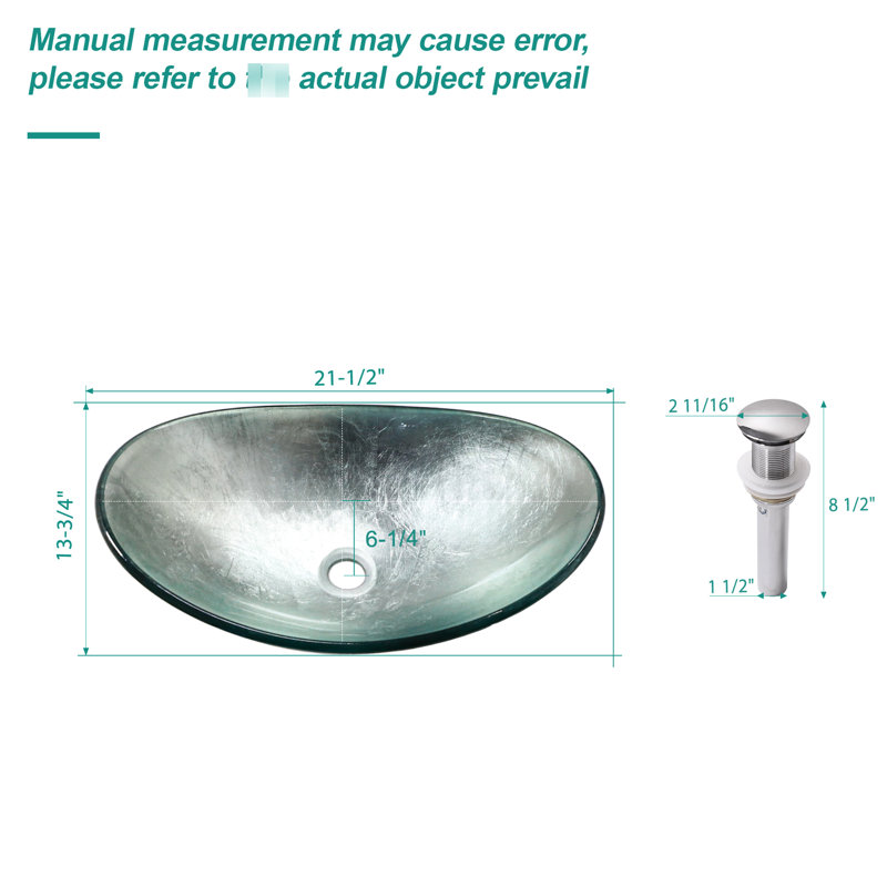 Récipient de salle de bain en verre trempé Silver Boat