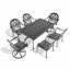 Ensemble de salle à manger 7 pièces en fonte d'aluminium toutes saisons comprenant 2 chaises pivotantes, 4 chaises et une table rectangulaire avec cadre noir