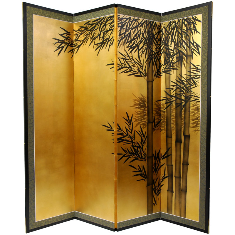 24" Leaf Bamboo 4 Panel Room Divider, 69.5" H x 67" W