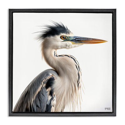 «Stoic Heron regardant vers la droite», art mural sur toile flottante par Roozbeh Bahramali