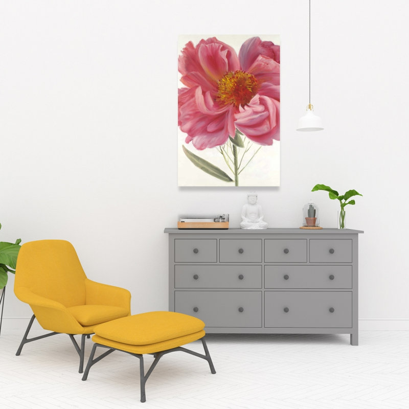 Toile avec pivoines roses | Art de décoration moderne vert