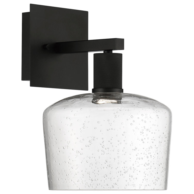 Abdulkhalid LED Wall Sconce - Seeded Glass - Dedicated LED, Matte Black