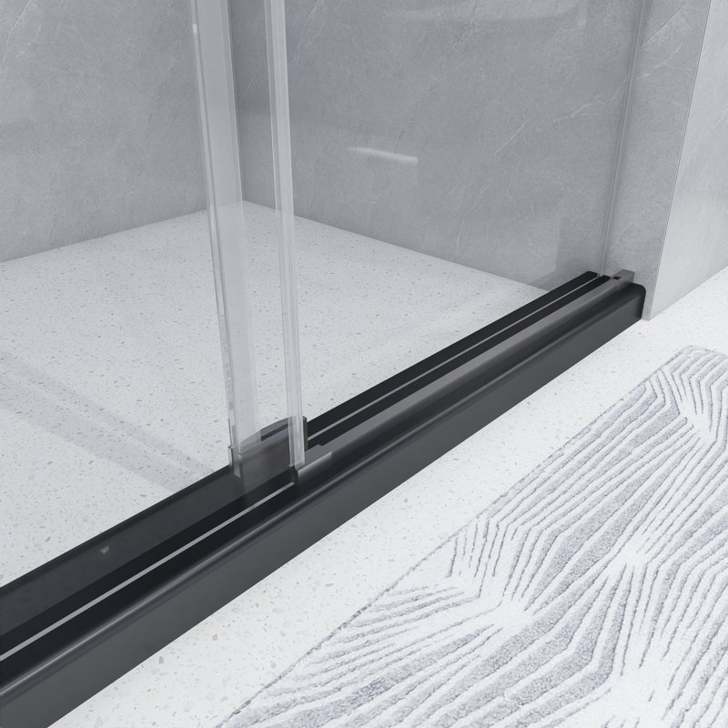 60 in. x 76 in. Frameless Sliding Shower Door in Brushed Nickel