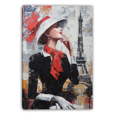 Parisian Red Hat Wrapped Canvas Wall Art