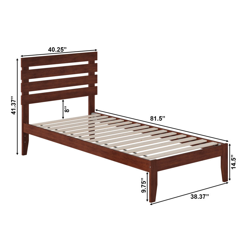 Giga Premium Wood Farmhouse Platform Bed, Walnut, Twin XL