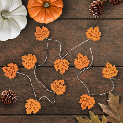 Guirlande de 10 feuilles DEL en érable et feuilles d'automne en fil de cuivre 5,5 pi