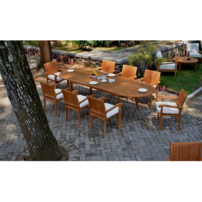 Ensemble repas 9 pièces teck luxueux Teddy