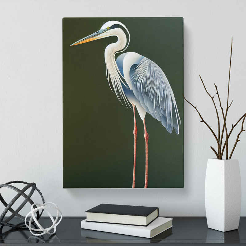 Almaraz Heron Bird Traditional Vol.2 - Wrapped Canvas Print, 50cm H x 35cm W x 3cm D, Canvas