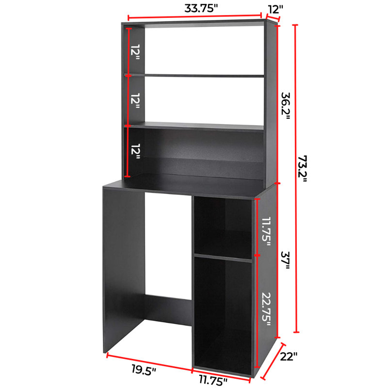 Burdue 33.75'' W Metal Shelving Unit, Black