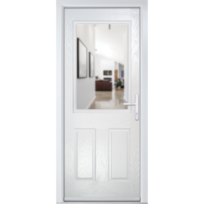 Crystal GRP Front door Back Door White 920mm x 2090mm Open in Left hand Clear Glass, 89mm x 209mm, White, Left