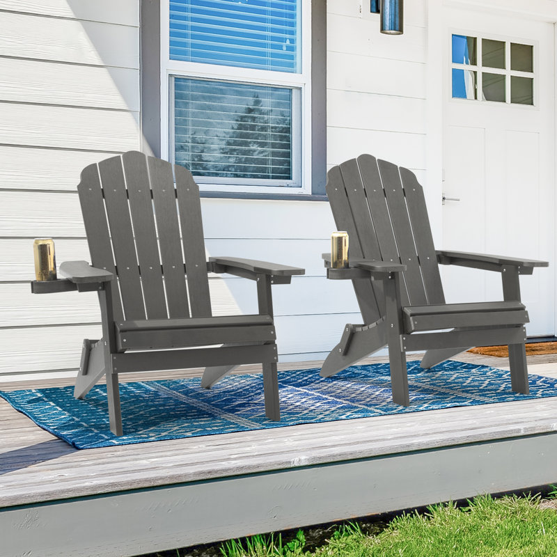Chaise Adirondack pliante en plastique Shubhika, Gris