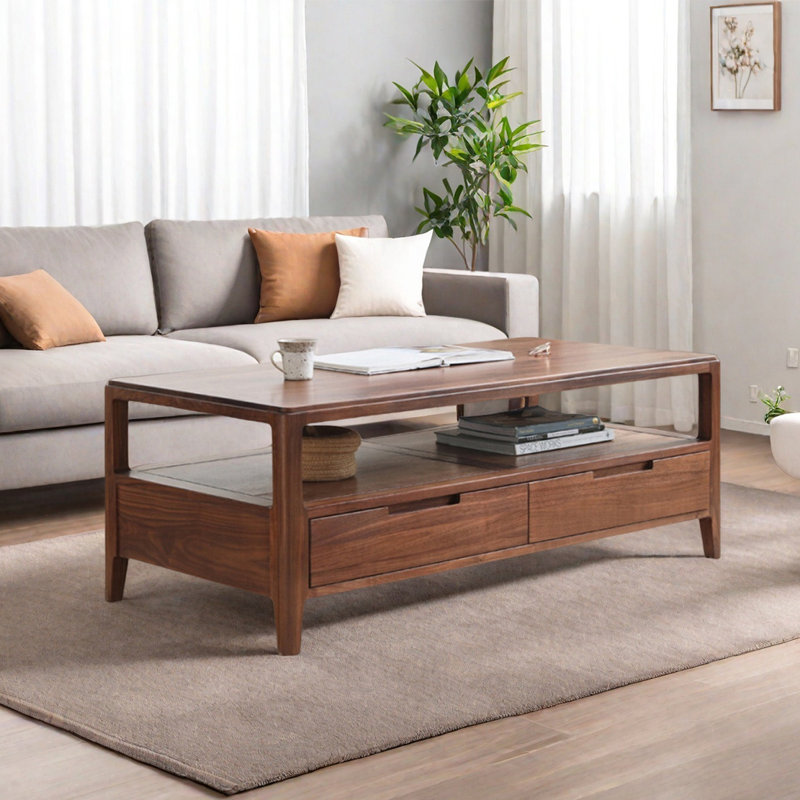 Table basse rectangulaire en bois massif, H 17,7 po x L 55,1 po x l 25,6 po