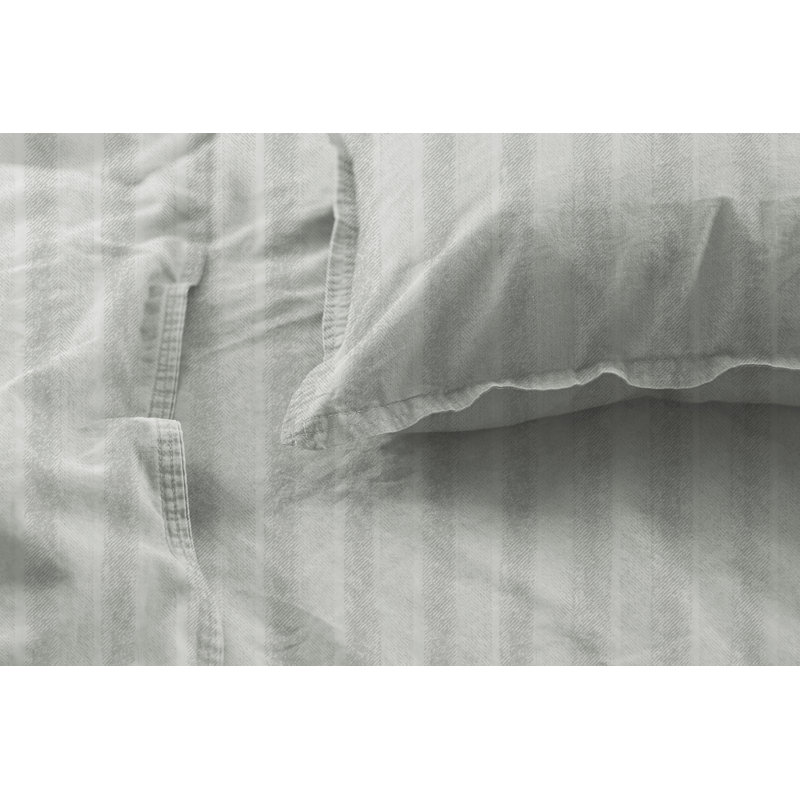 Repko Cotton Striped Duvet Cover Set with Pillow Shams, Grey, Single Duvet Cover + 1 Standard Pillowcase