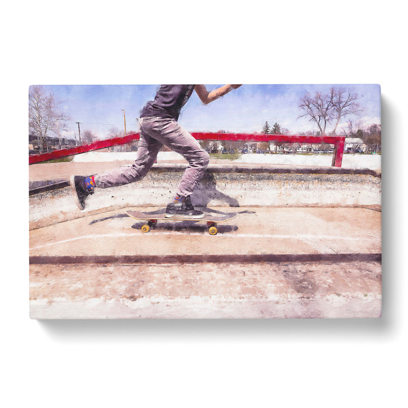 Skateboarding - Wrapped Canvas Painting, 35cm H x 50cm W x 3cm D