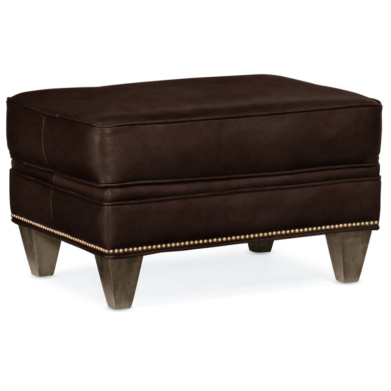 Reddish Ottoman, French Natural, Cobblestone, Aline Light Gray Stonewash Genuine Leather
