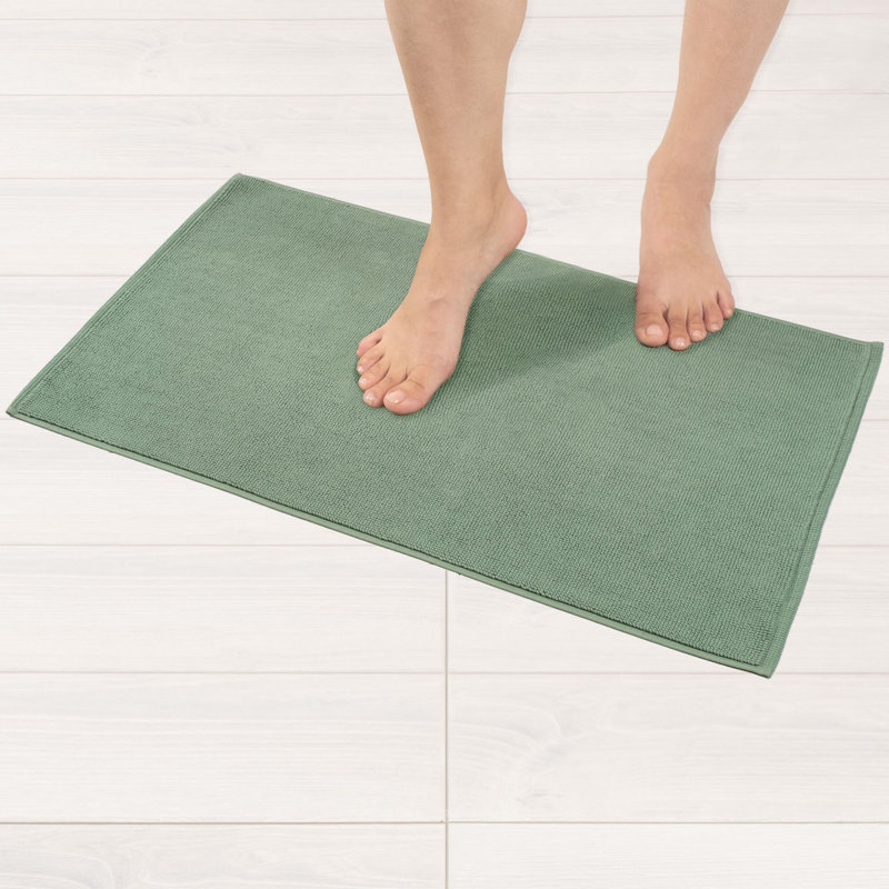 Tapis pour salle de bain 100% coton Chemung, L 17 po x L 24 po, Vert sauge