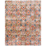 Rectangle Luxor Geometric Hand-Knotted Silk Area Rug in Purple/Rust
