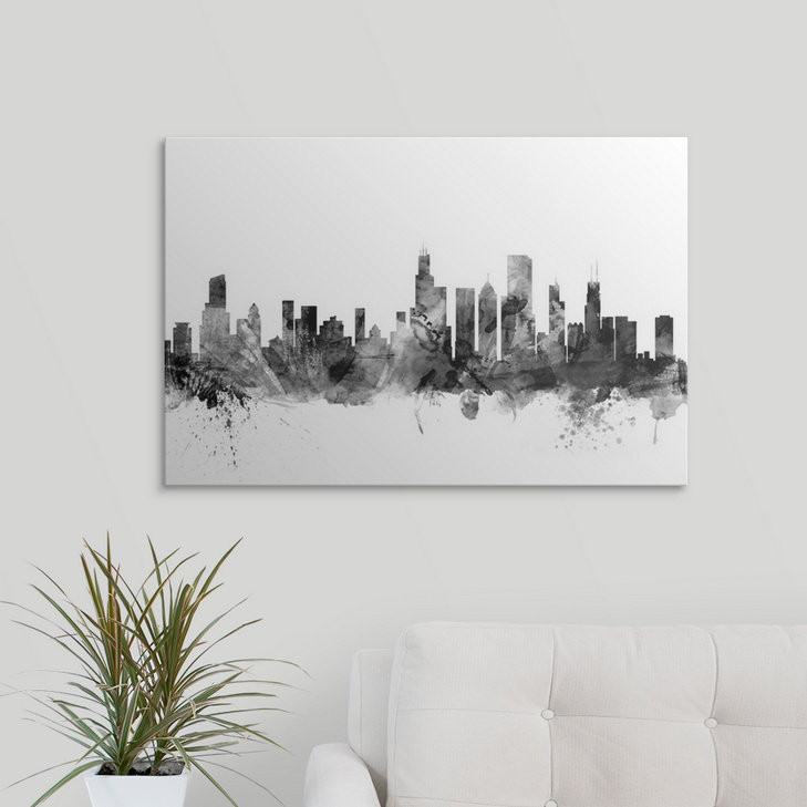 «Chicago Illinois Skyline» par Francy, impression, H 8 po x l 12 po x P 1,5 po, Toile
