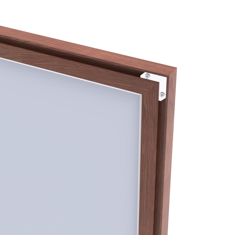 Très grand miroir mural de salle de bain moderne de 48 po x 32 po avec structure en aluminium de couleur noyer, vision tous azimuts, suspension verticale ou horizontale, preuve, assemblage rapide, cadre surdimensionné de 48 po x 32 po à assemblage rapide