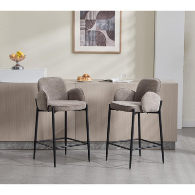 Upholstered Counter Stool with Metal Frame