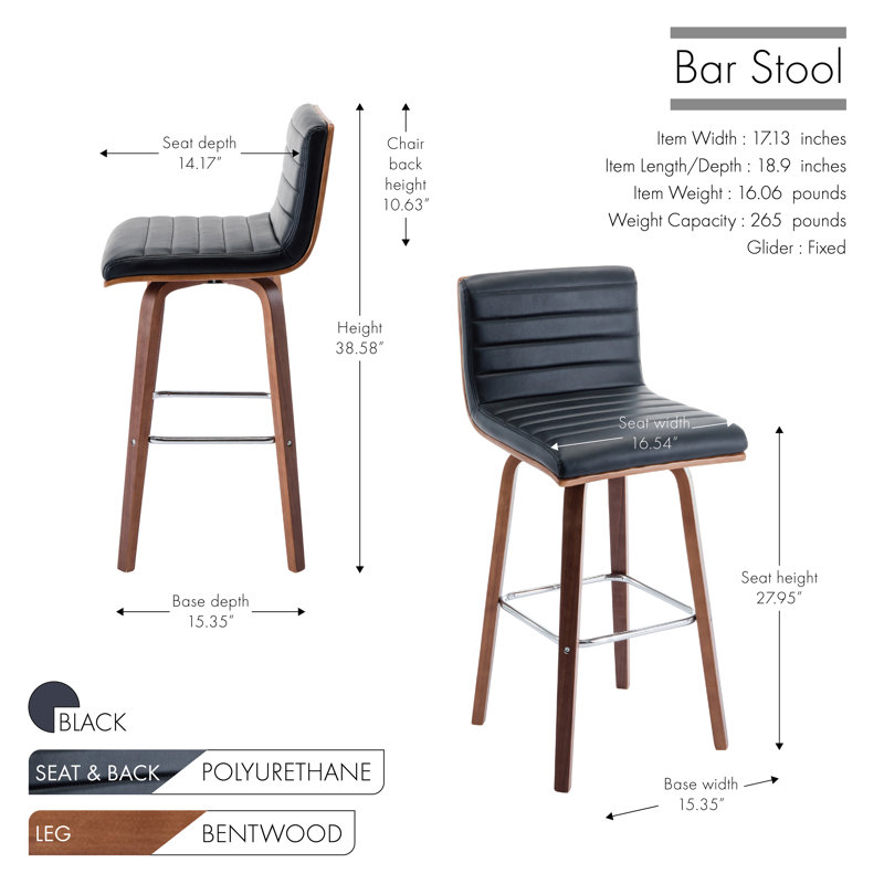 Tabouret de bar Comptom, Noir