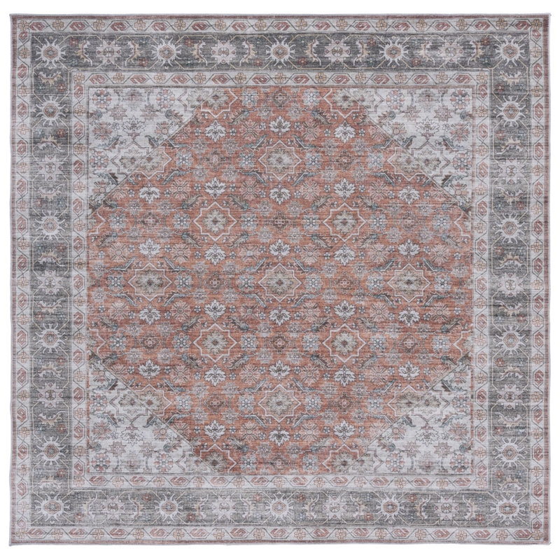 Axzel Machine Washable Performance Oriental Rug, Square 6'