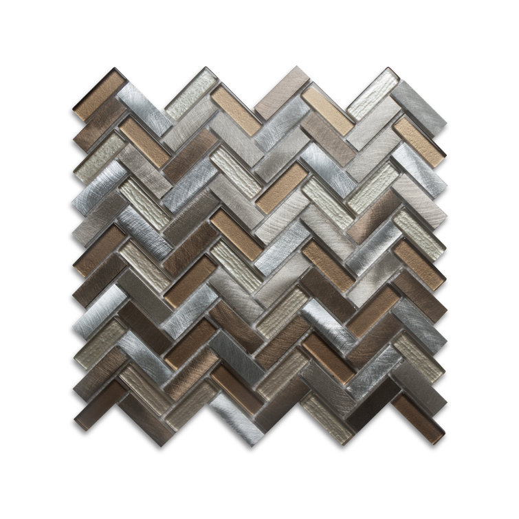 Twilight Series 0.5" x 2" Straight Edge Metal and Glass Mosaic Tile