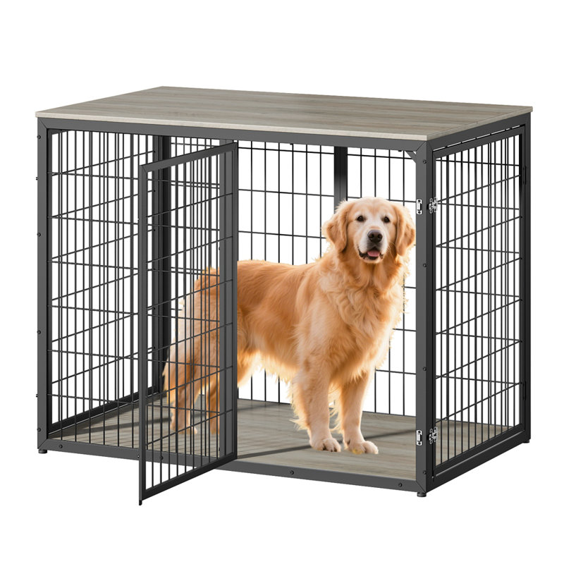 Meuble élégant pour cage de chien avec 3 portes, parfait pour les chiens de grande et moyenne taille, alliant confort et durabilité.