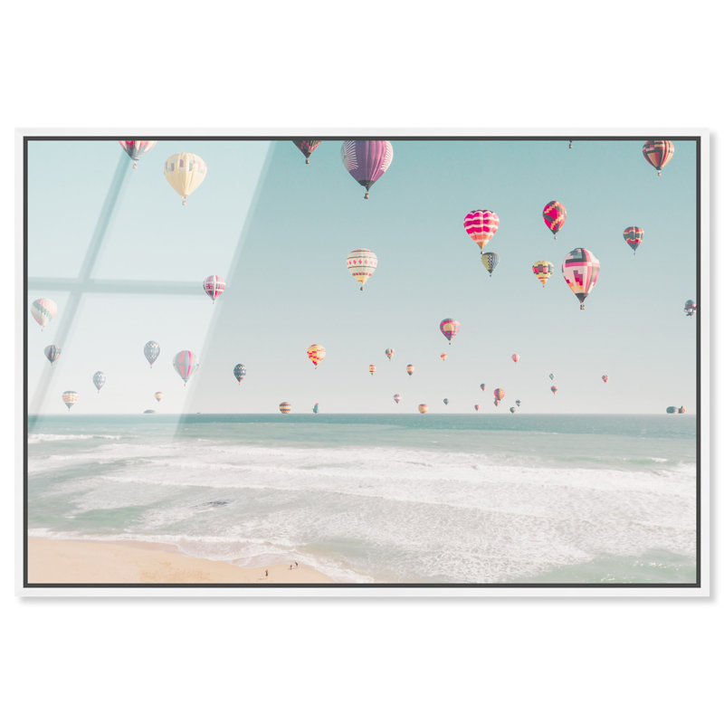 Oliver Gal Beachside Balloons Nautical - Framed Acrylic Glass Wall Art, 37" H x 55" W, White
