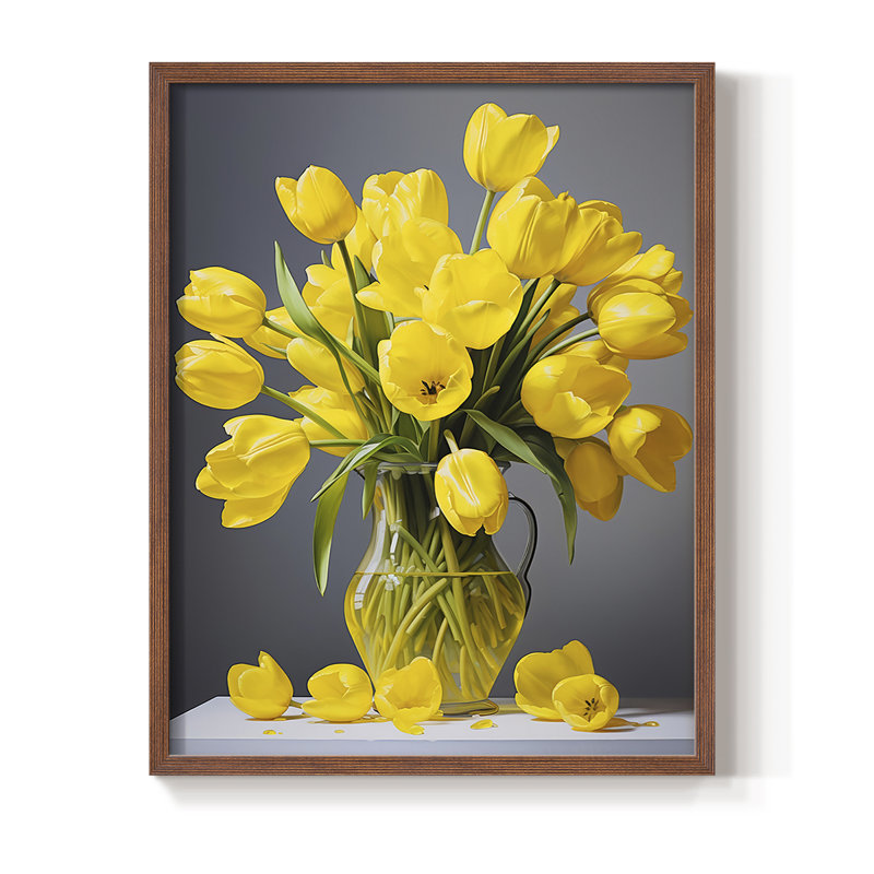 Reproduction encadrée FLORAL Series DCCXCIV - bois massif, H 11 po x l 9 po, Noyer