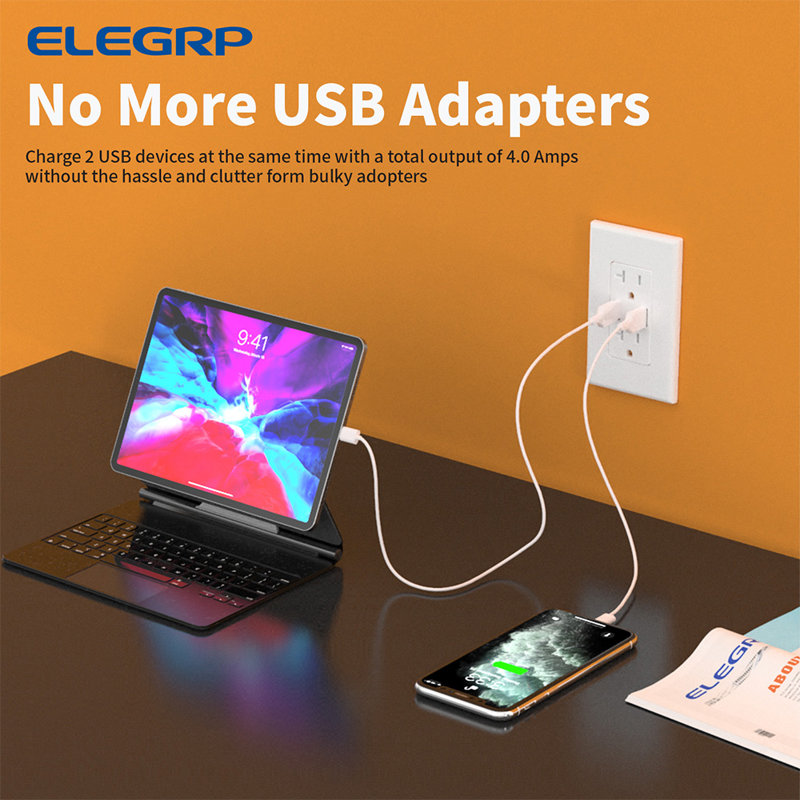 Prise USB, inviolable, plaque murale incluse, Blanc
