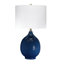 24 po Lampe de table en céramique bleue à 3 voies avec abat-jour tambour