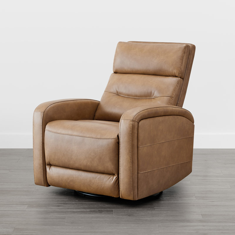 Fauteuil inclinable standard berçant à bouton-poussoir de 33,3 po de largeur Nylie, Brun selle, Moteur unique