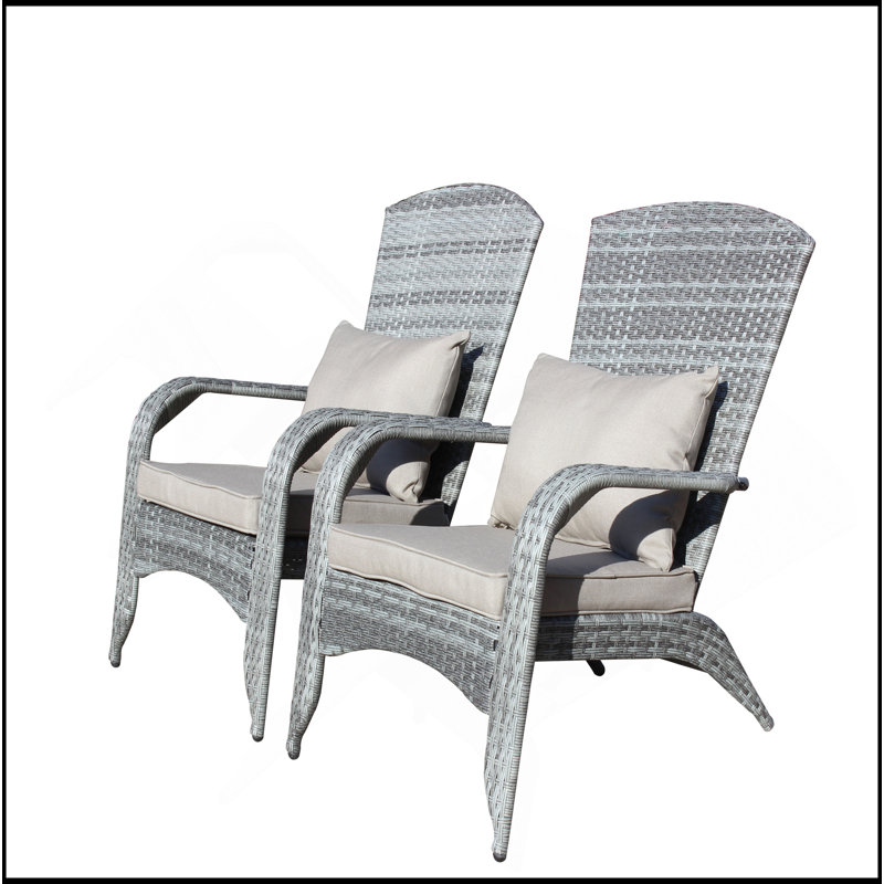 Chaise de patio avec coussins (coussin gris)
