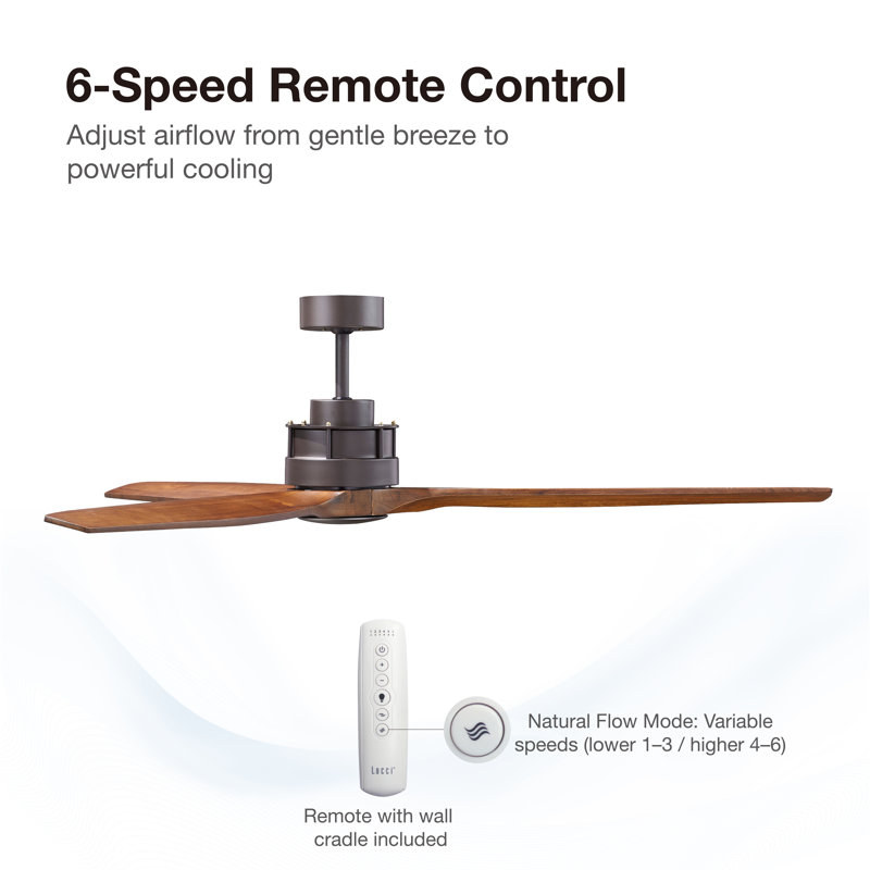 60in 3-Blades Indoor Ceiling Fan with Remote Control, Oil Rubbed Bronze/Koa