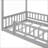Twin Size Solid Pine Wood House Bed Frame with Fence &amp; Roof – Gray,  for Teens’ Bedroom-2051558913
