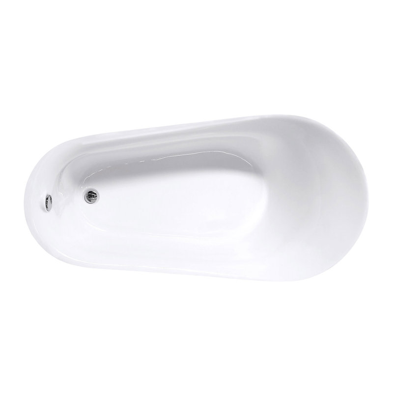 Kingston Brass Aqua Eden 70-Inch Acrylic Oval Single Slipper Freestanding Tub with Drain