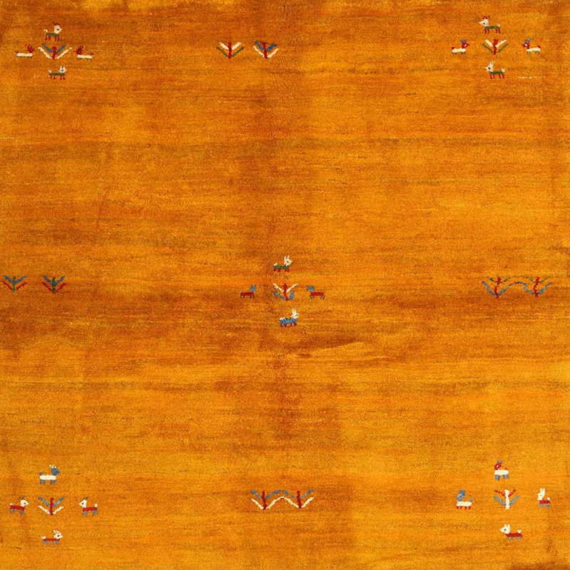 Tapis de zone jaune contemporaine, Carré 6 pi