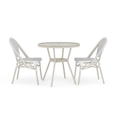 Martha Stewart Lily Pond All Weather Woven Bistro Table And Chairs Set With Aluminum Frames