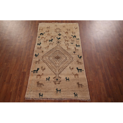 Tapis persan Gabbeh animaux en laine 4 x 7