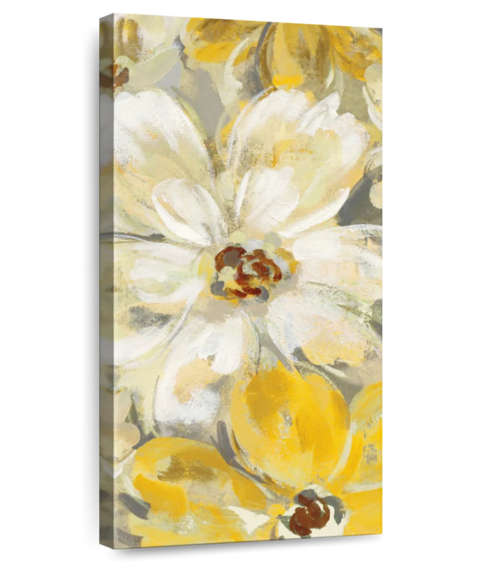 Pétales de printemps dispersés jaune-gris II, H 48 po x l 24 po