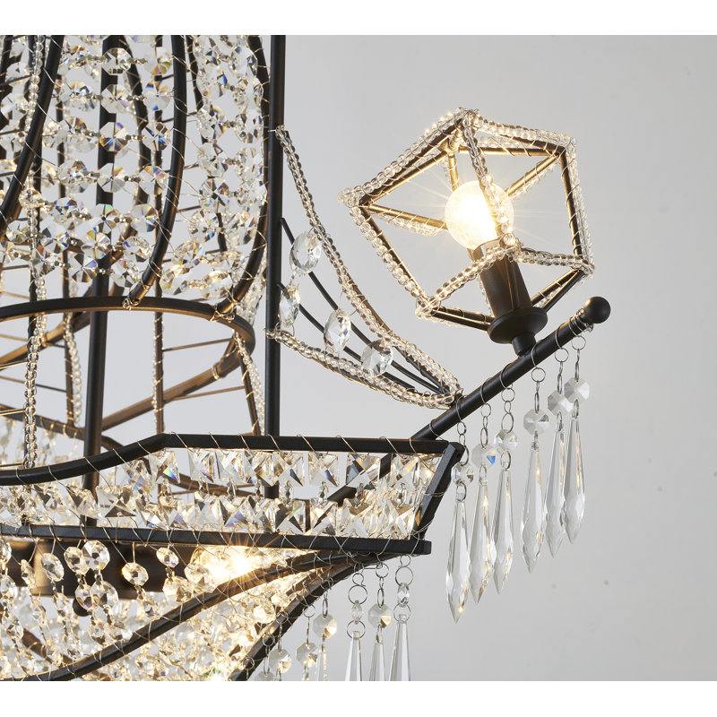 Lustre bateau en cristal 4 lumières Eclectic, Noir mat