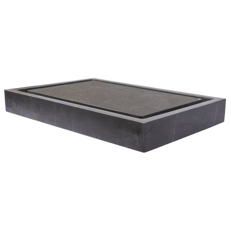 Eden Bath 16'' Marble Rectangular Bathroom Sink, Black