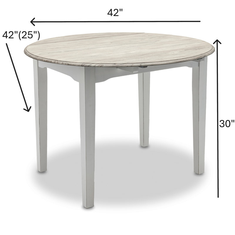Table de salle à manger à abattants 42 po - finition gris pâle et blanc