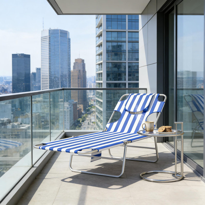 Handy Folding Bed, Blue Stripe